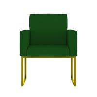 Cadeira Poltrona Moderna Com Base De Ferro Dourado Reforçada Cor: Verde - 1