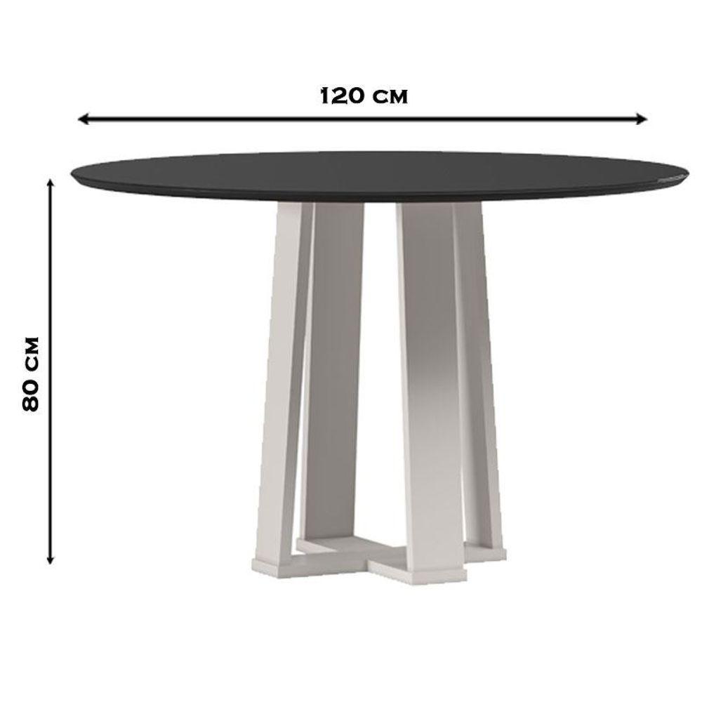 Mesa De Jantar 120 Cm Isabela Com Vidro Off White Preto - New Ceval - 2