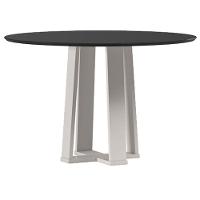 Mesa De Jantar 120 Cm Isabela Com Vidro Off White Preto - New Ceval - 1