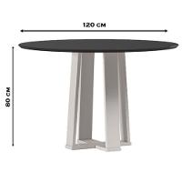 Mesa De Jantar 120 Cm Isabela Com Vidro Off White Preto - New Ceval - 2