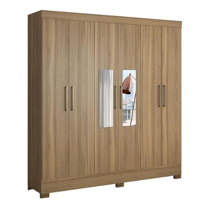Guarda Roupa Casal Casal Prático Amêndola Touch 6 Portas 3 Gavetas Amêndola