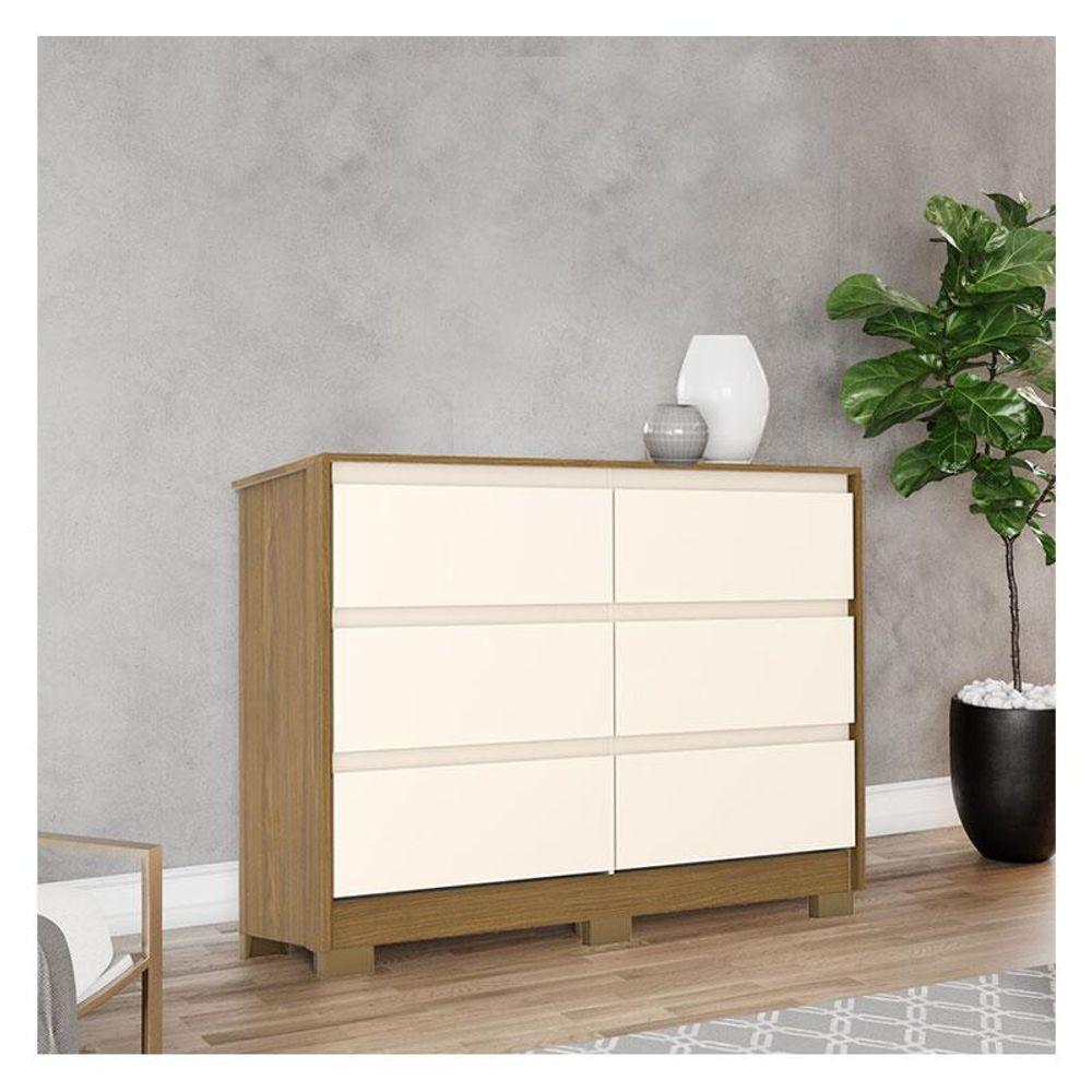 Cômoda Ambiente Ravenna 6 Gavetas Nature Off White - Henn - 1