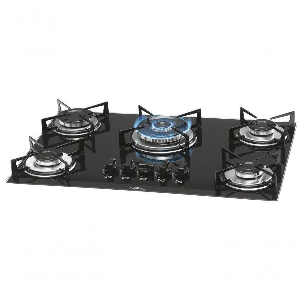Fogão Cooktop Fischer 5 Bocas Tripla Chama Preto 1743-5733 Bivolt - 1