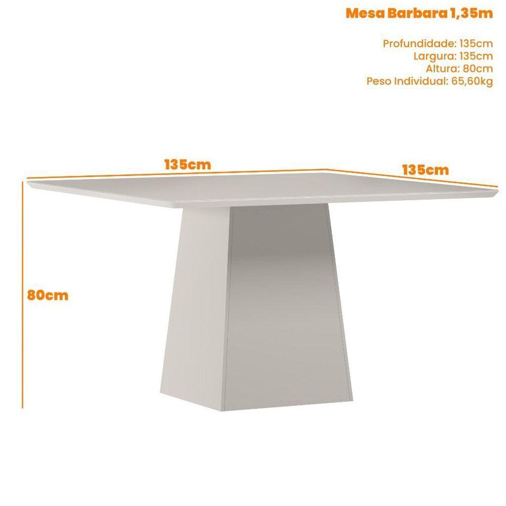 Mesa Bárbara 135x135cm - Ypê-off White - 2