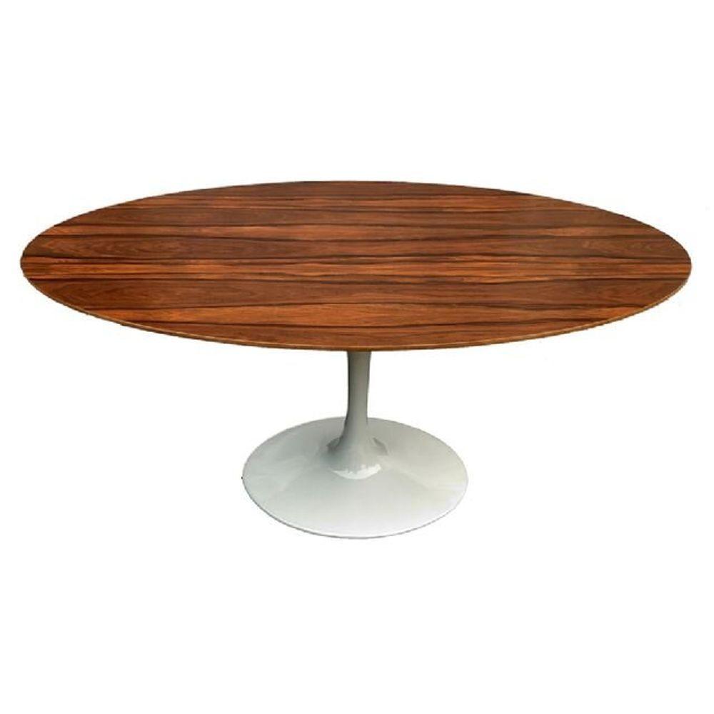 Mesa Saarinen Oval Pau Ferro 244x137cm - Base Branca - 1