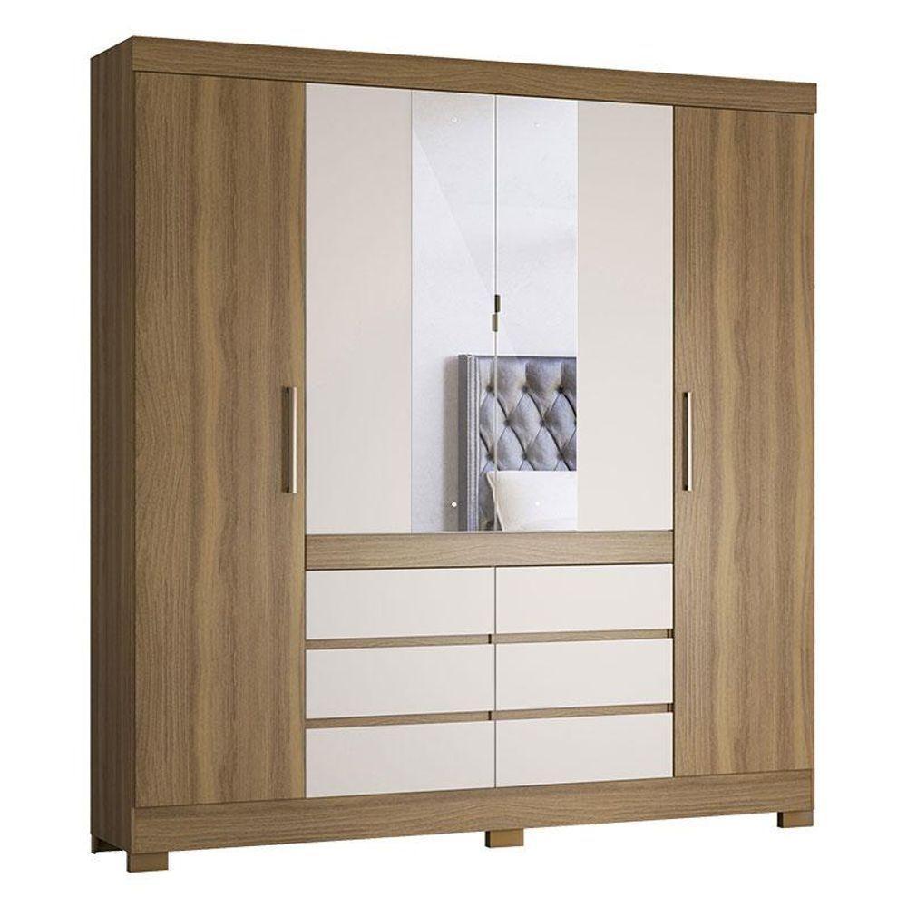 Cômoda Astral E Guarda Roupa Casal Cádis Amêndola Off White - Demóbile - 3