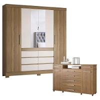 Cômoda London E Guarda Roupa Casal Cádis Amêndola Off White - Demóbile - 1