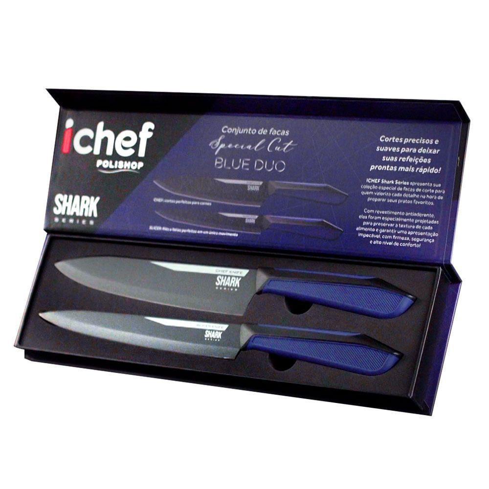 Conjunto De 2 Facas Polishop Ichef Special Cut Azul | Ichef - 1