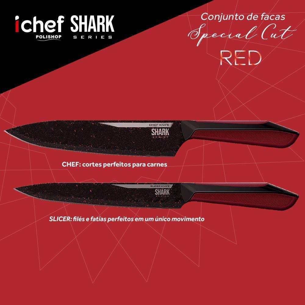 Conjunto De Facas Ichef Polishop - Professional Cut - Shark Series - Red | Ichef - 3