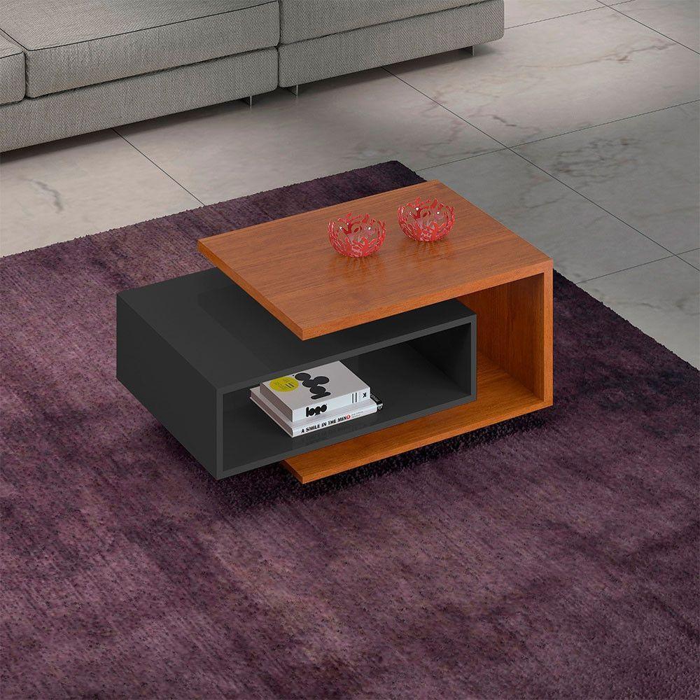 Mesa De Centro Diva Candian Jcm Movelaria Cinamomo Com Grafite - 1