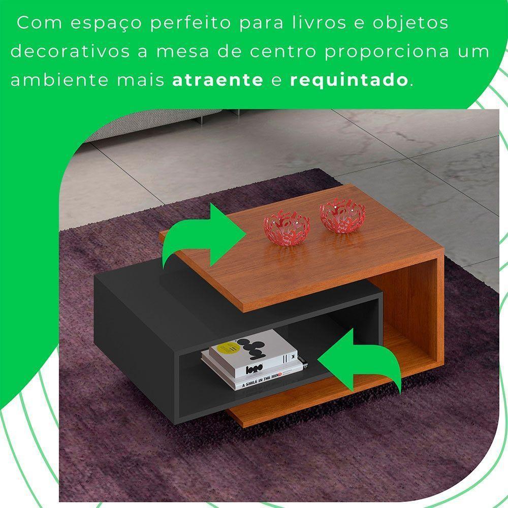 Mesa De Centro Diva Candian Jcm Movelaria Cinamomo Com Grafite - 2