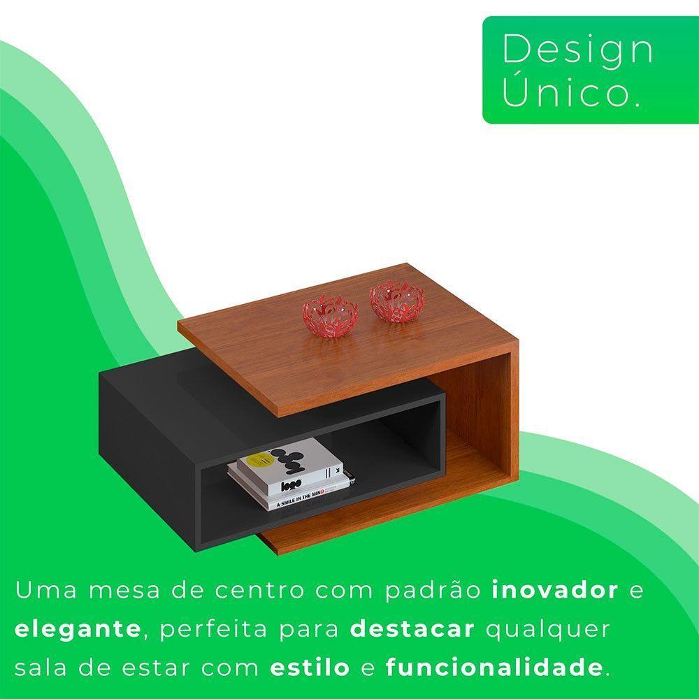 Mesa De Centro Diva Candian Jcm Movelaria Cinamomo Com Grafite - 3