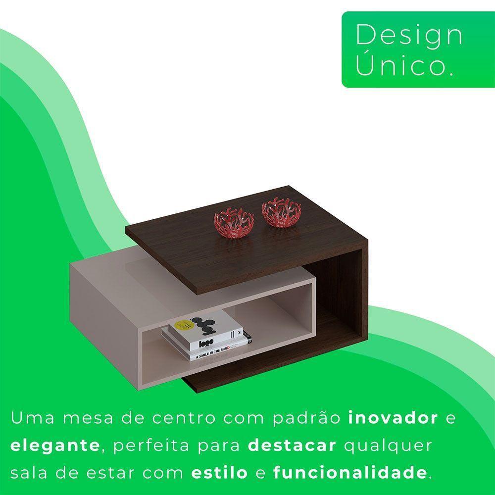 Mesa De Centro Diva Candian Jcm Movelaria Café Com Off White - 3