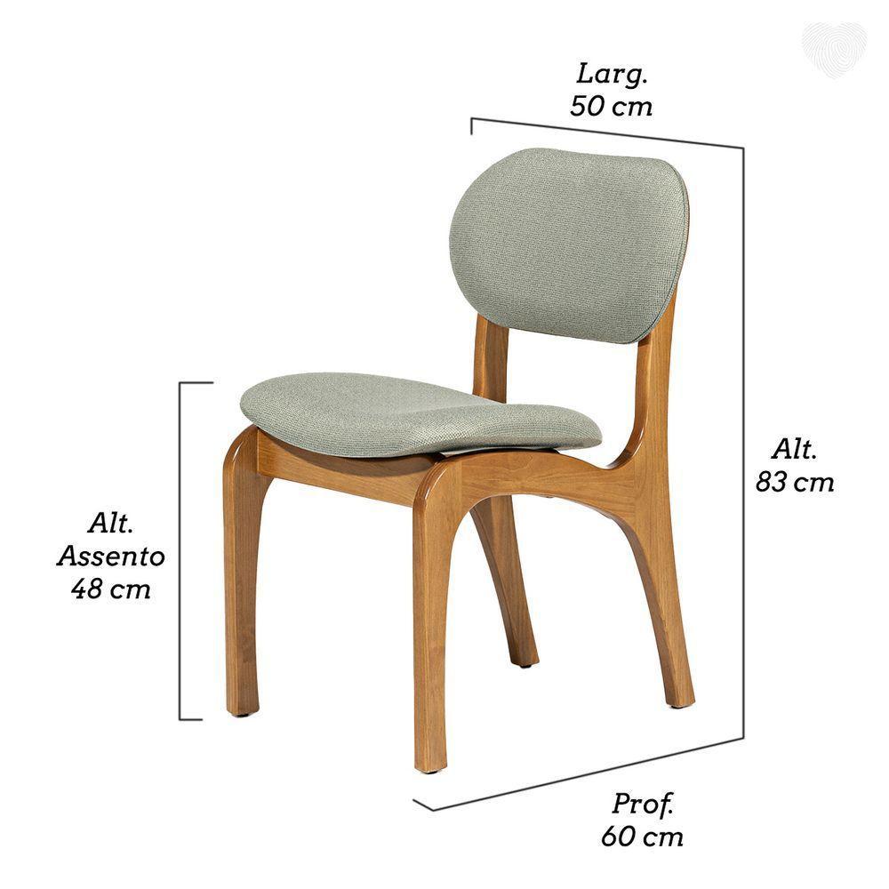 Kit 4 Cadeiras De Jantar Estofada Rafine Madeira Castanho Linho Verde - 5