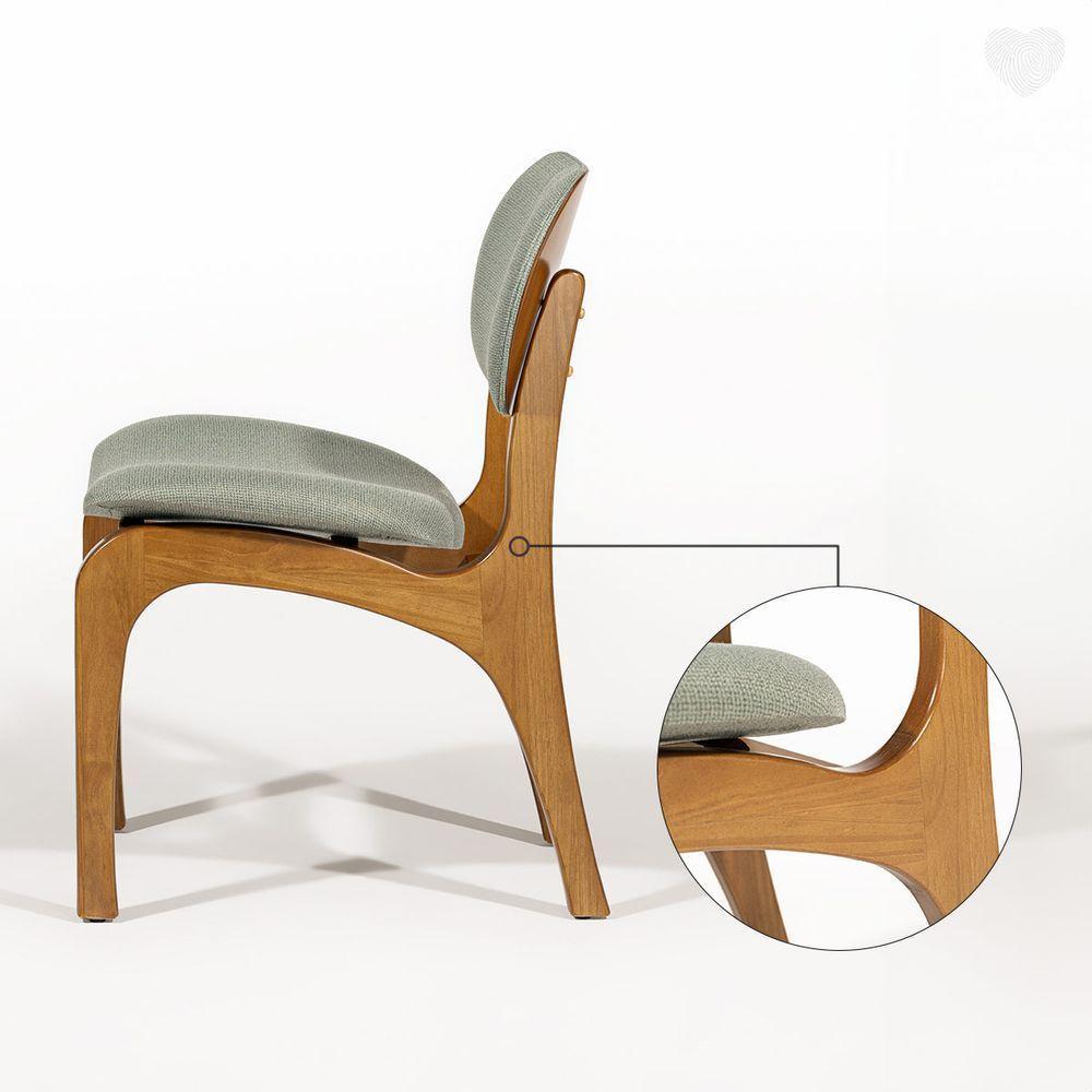 Kit 4 Cadeiras De Jantar Estofada Rafine Madeira Castanho Linho Verde - 7