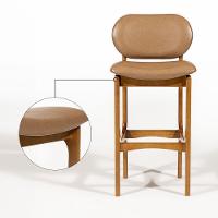 Kit 6 Banquetas Alta Estofada Rafine Madeira Castanho Tecido Impermeável Marrom - 2