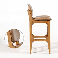 Kit 6 Banquetas Alta Estofada Rafine Madeira Castanho Tecido Impermeável Marrom - 6