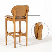 Kit 6 Banquetas Alta Estofada Rafine Madeira Castanho Tecido Impermeável Marrom - 7