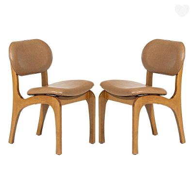 Kit 2 Cadeiras De Jantar Estofada Rafine Madeira Castanho Impermeável Marrom