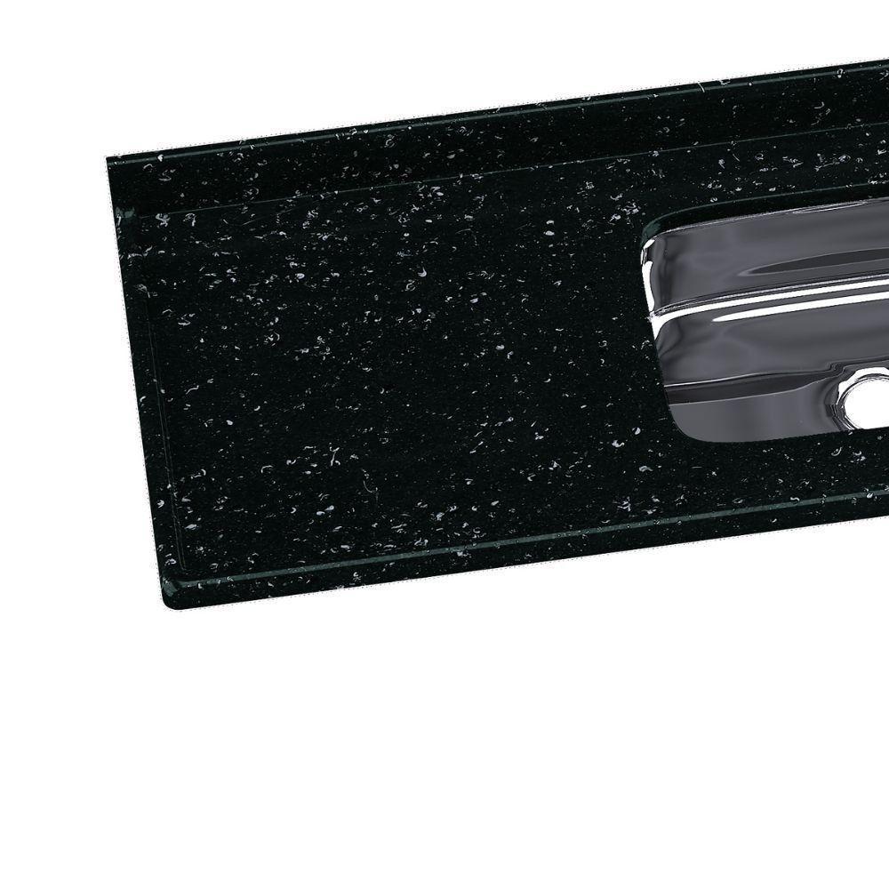 Tampo Para Pia De Cozinha Rorato Mármore Sintético Com Cuba Preto - 2