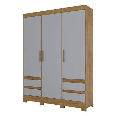 Guarda Roupa Casal Lema Nature Cinza - Briz Móveis