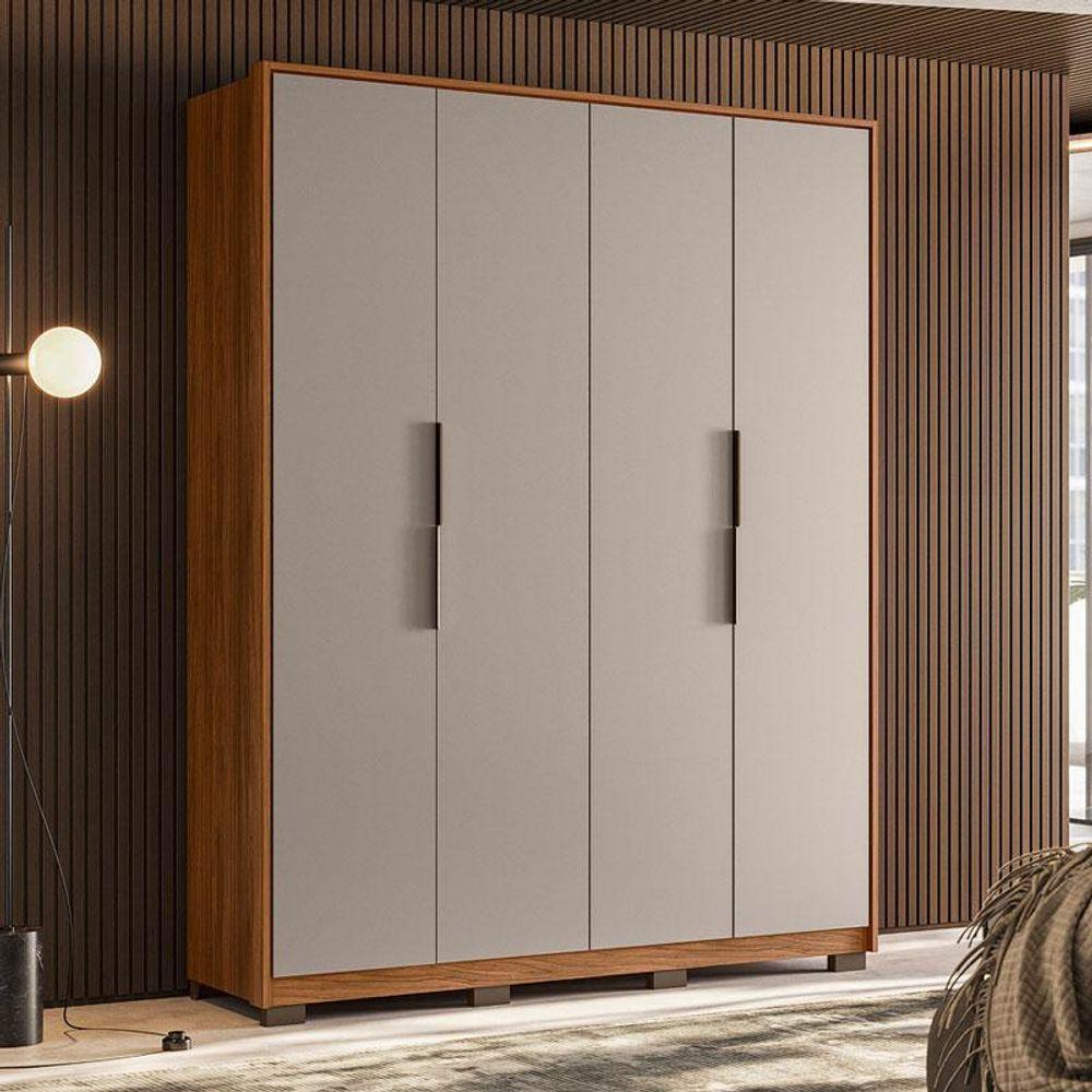 Guarda Roupa Casal Attore 4 Portas Nogueira Nude Prime Tx Com Pés Demóbile - Demartêz - 2