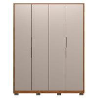 Guarda Roupa Casal Attore 4 Portas Nogueira Nude Prime Tx Com Pés Demóbile - Demartêz - 3