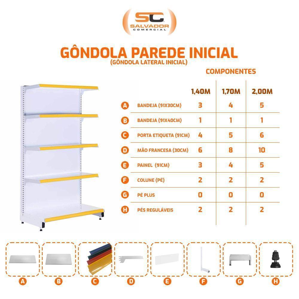 Gôndola Prateleira Preta 6 Níveis 40x30 New Plus 2,00 Parede Inicial Pe Azul - Sa Gôndolas - 3