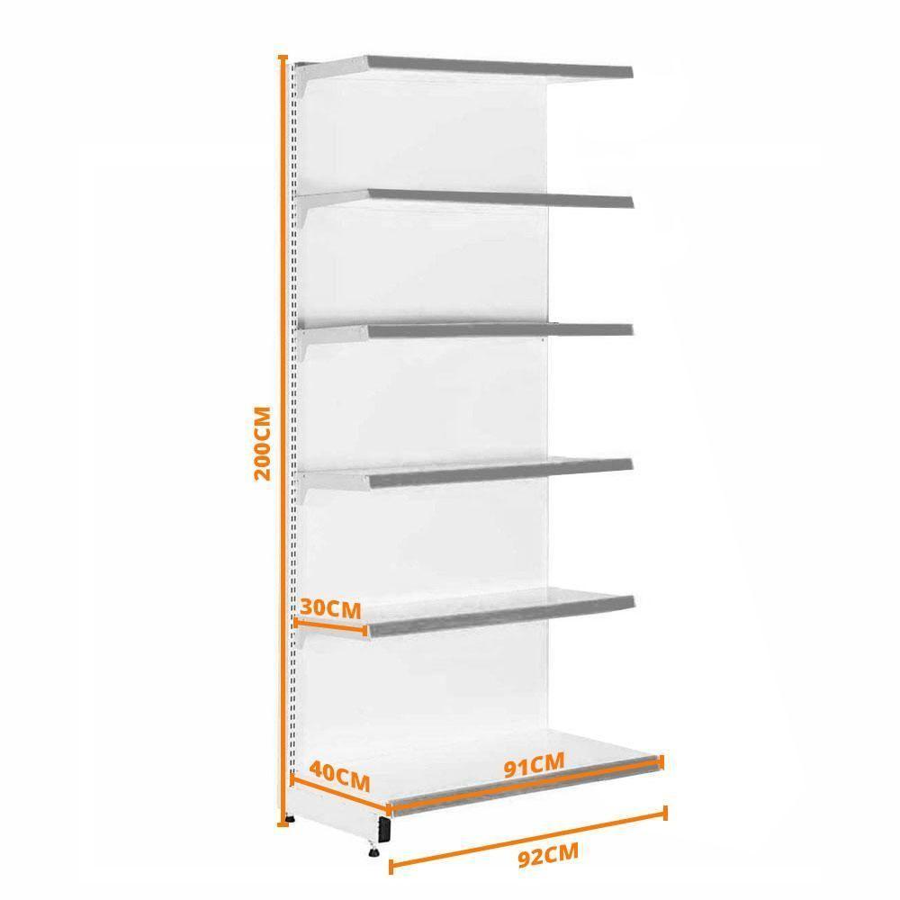 Gôndola Prateleira Preta 6 Níveis 40x30 New Plus 2,00 Parede Continuação Pe Vermelho - Sa Gôndolas - 4