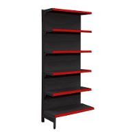 Gôndola Prateleira Preta 6 Níveis 40x30 New Plus 2,00 Parede Continuação Pe Vermelho - Sa Gôndolas - 1