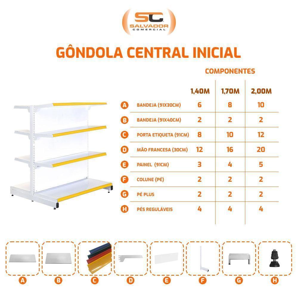 Gôndola Prateleira Preta 5 Níveis 40x30 New Plus 1,70 Central Inicial Pe Vermelho - Sa Gôndolas - 4