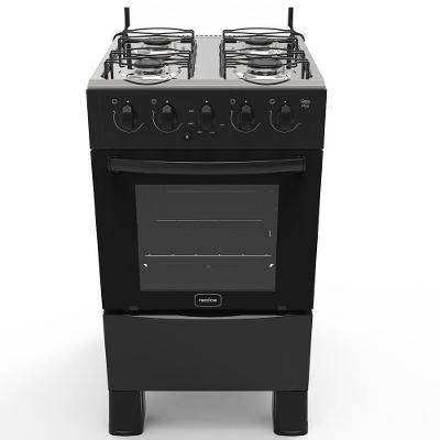 Fogão de Piso a Gás 4 Bocas Realce Eletrodomésticos CR201 Mesa Inox Automático Preto Bivolt