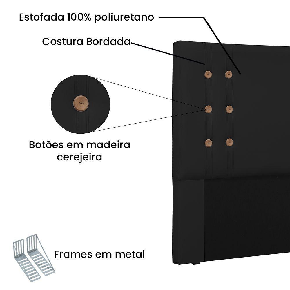 Cabeceira Gênova Para Cama Box Solteiro 90cm Corino Preto - 3