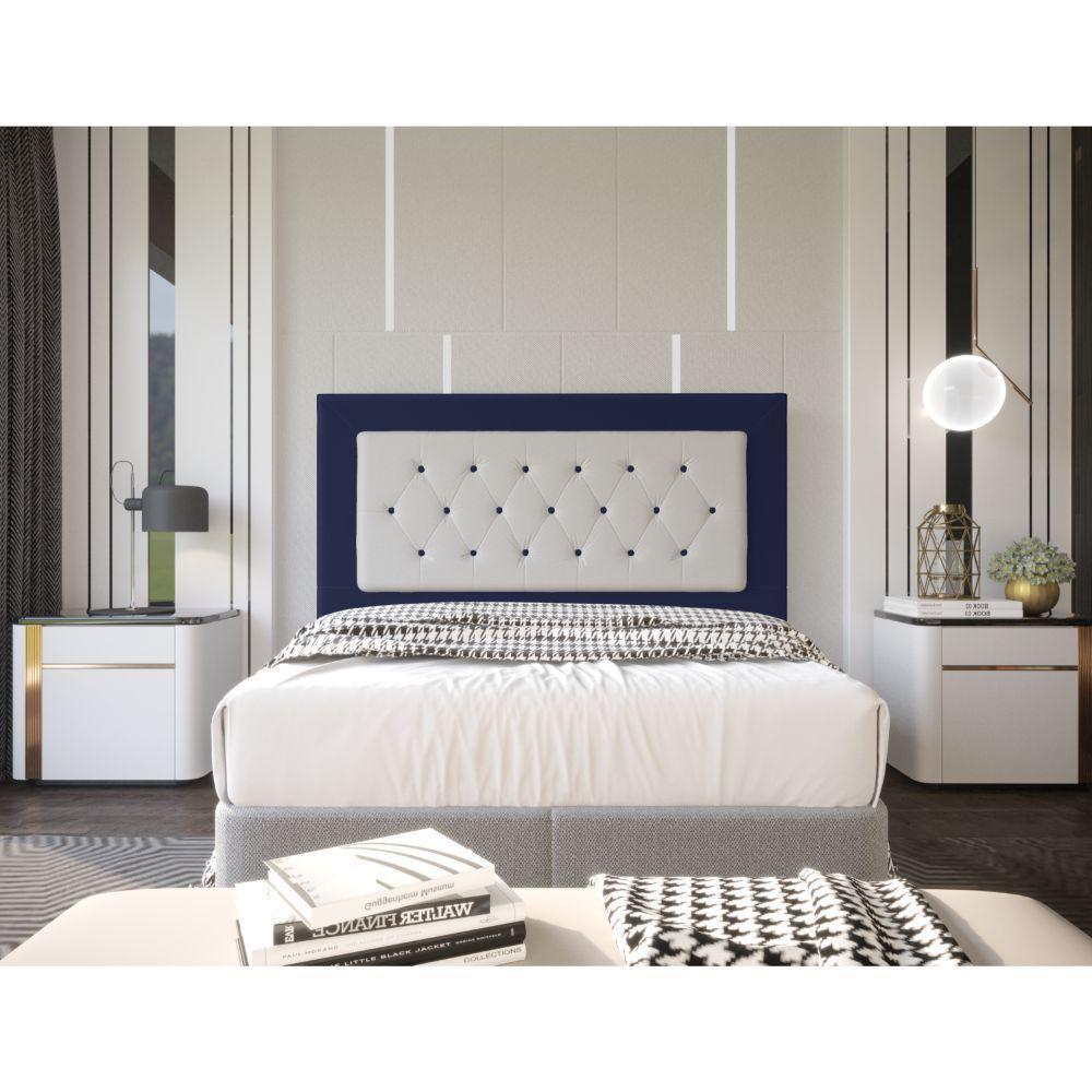 Cabeceira Havana 1,60 Cm Cama Box Queen Suede Azul Marinho - 3