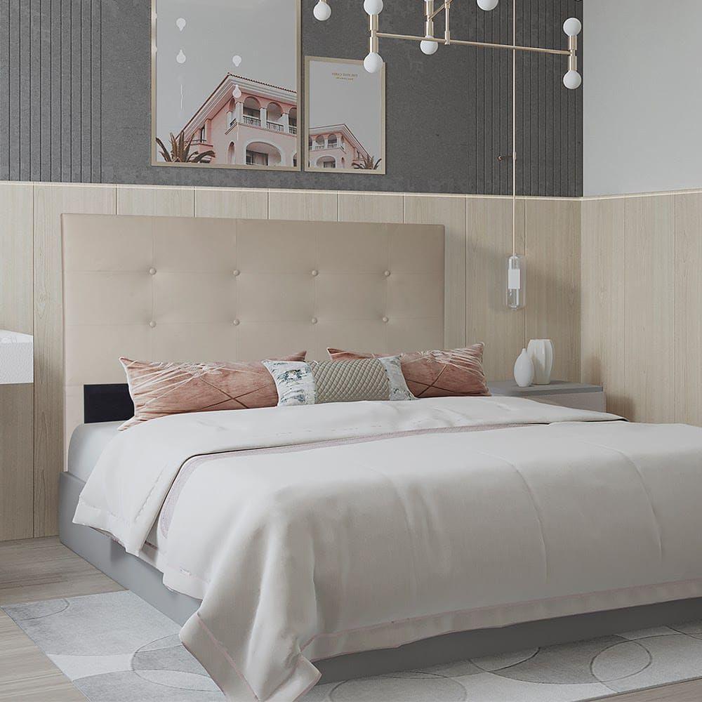 Cabeceira Berlim 1,95 Cm Cama Box King Size Suede Bege - 3