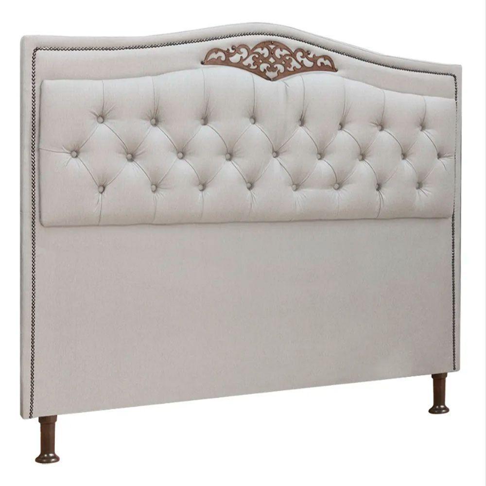 Cabeceira Estofada Holanda 1,95 King Size Linho Shop Das Cabeceiras Carvalho - 2