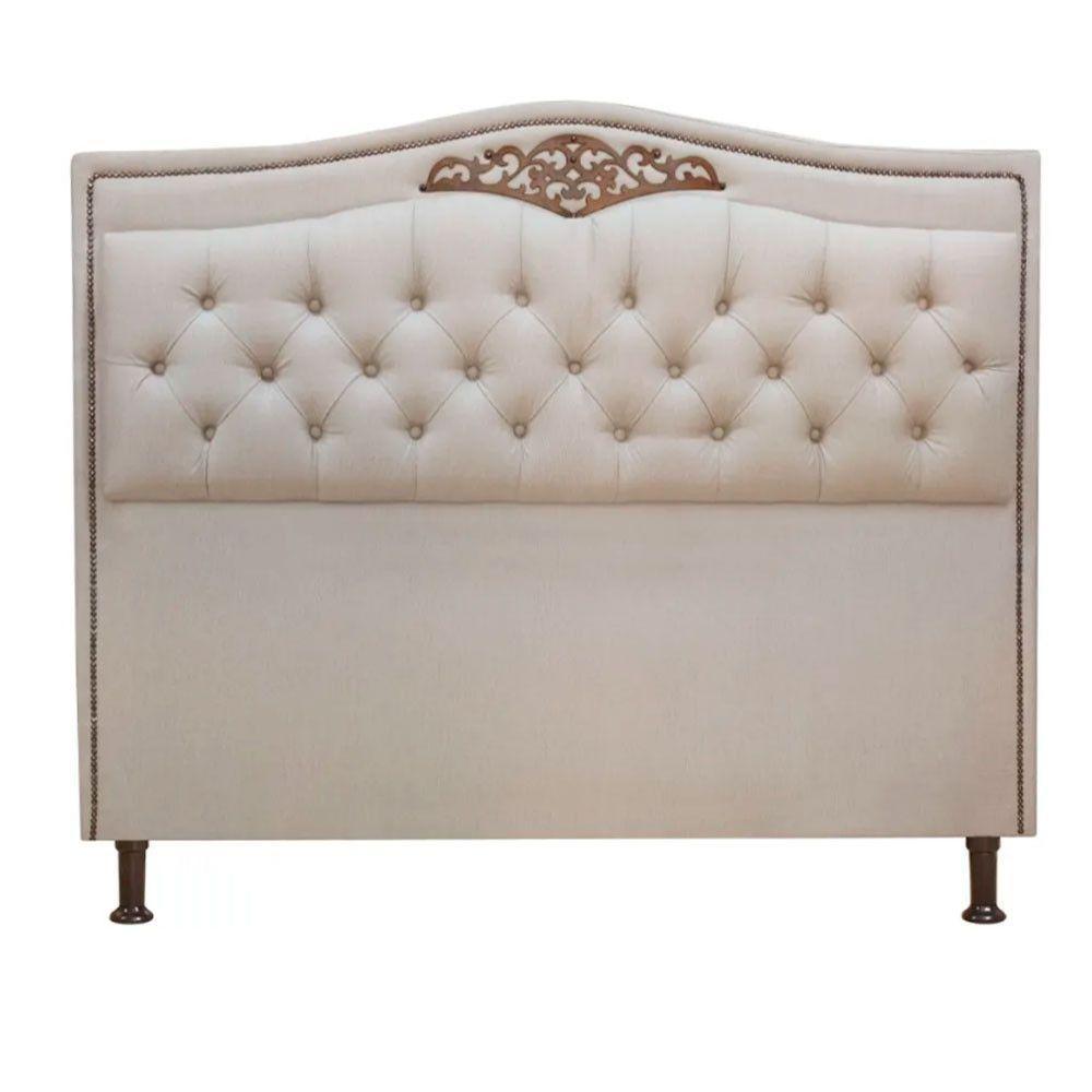 Cabeceira Estofada Holanda 1,60 Queen Linho Shop Das Cabeceiras Capuccino - 1