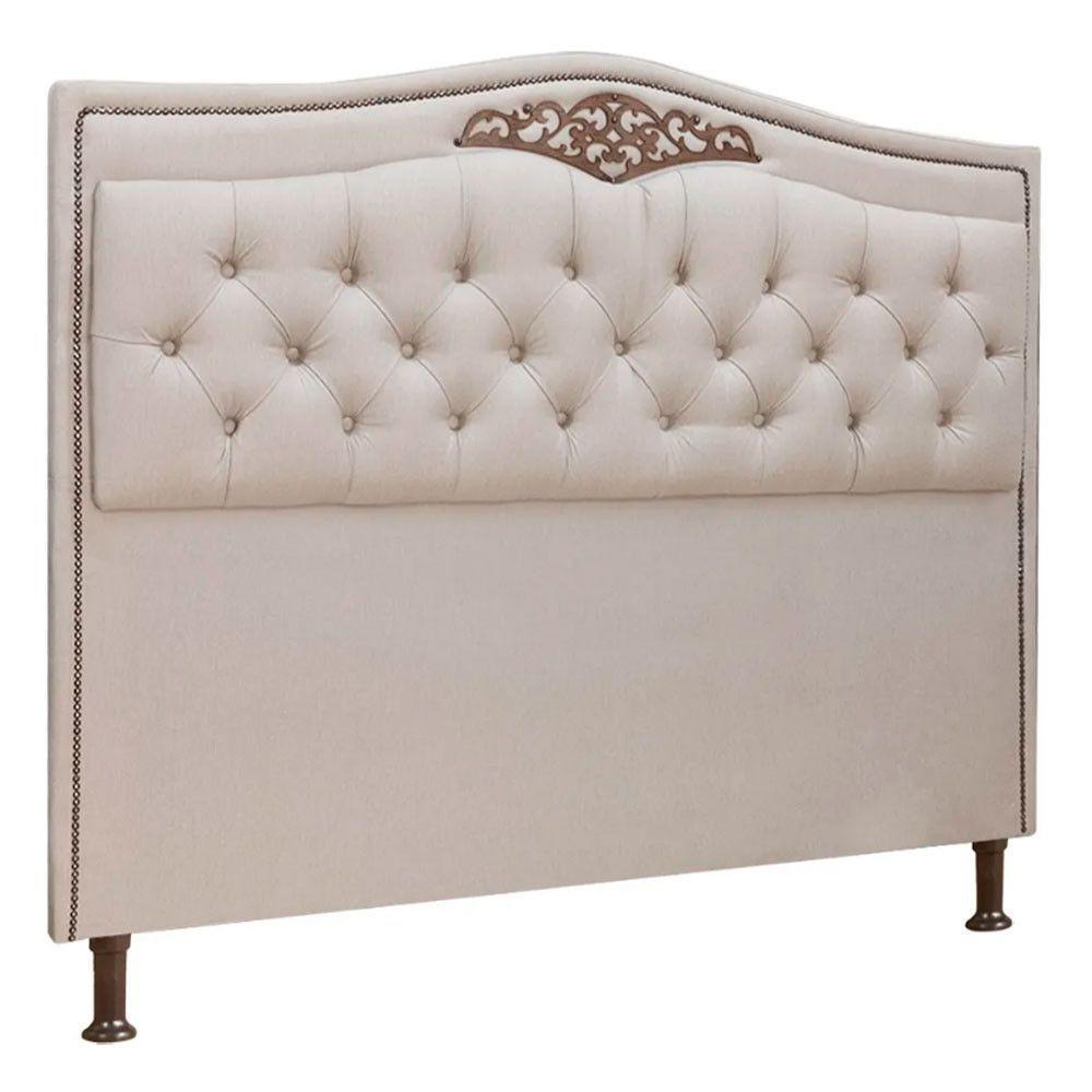 Cabeceira Estofada Holanda 1,60 Queen Linho Shop Das Cabeceiras Capuccino - 2