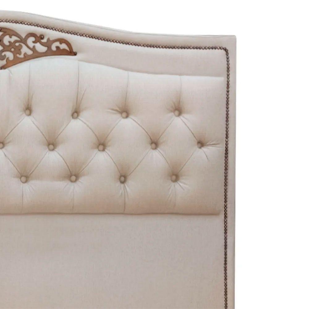 Cabeceira Estofada Holanda 1,60 Queen Linho Shop Das Cabeceiras Capuccino - 5