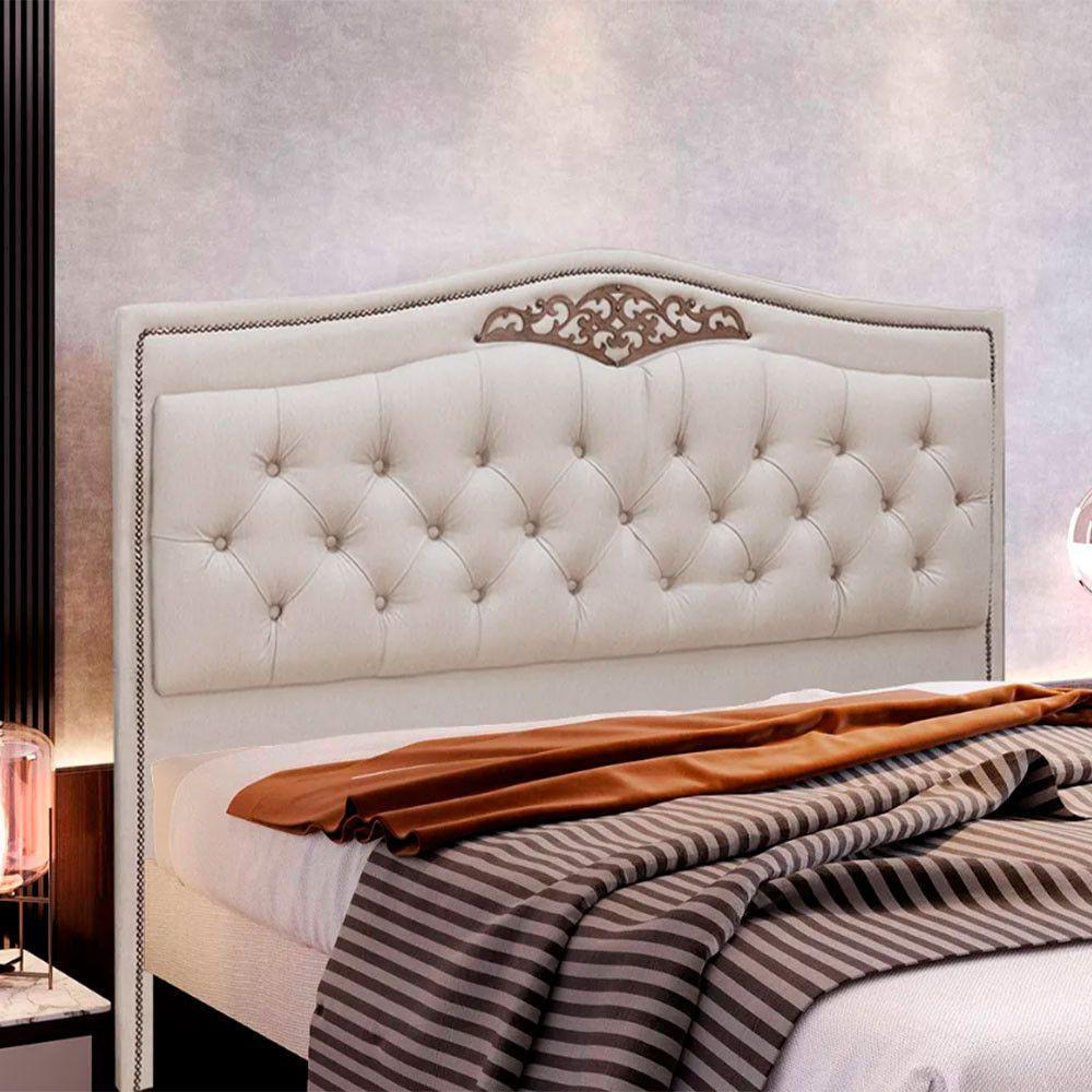 Cabeceira Estofada Holanda 1,60 Queen Linho Shop Das Cabeceiras Capuccino - 6