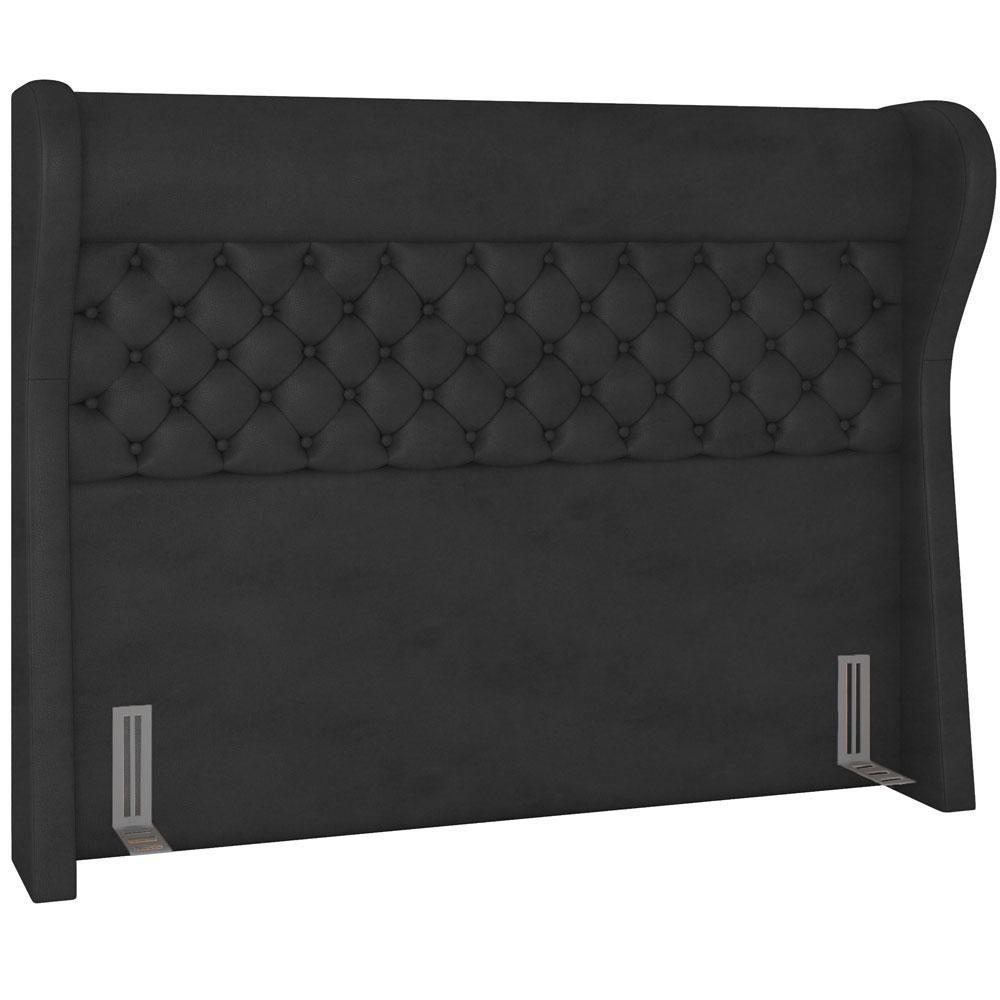 Cabeceira Cama Box King 195 Cm P05 Madrid Couríssimo Preto - Lyam Decor - 1