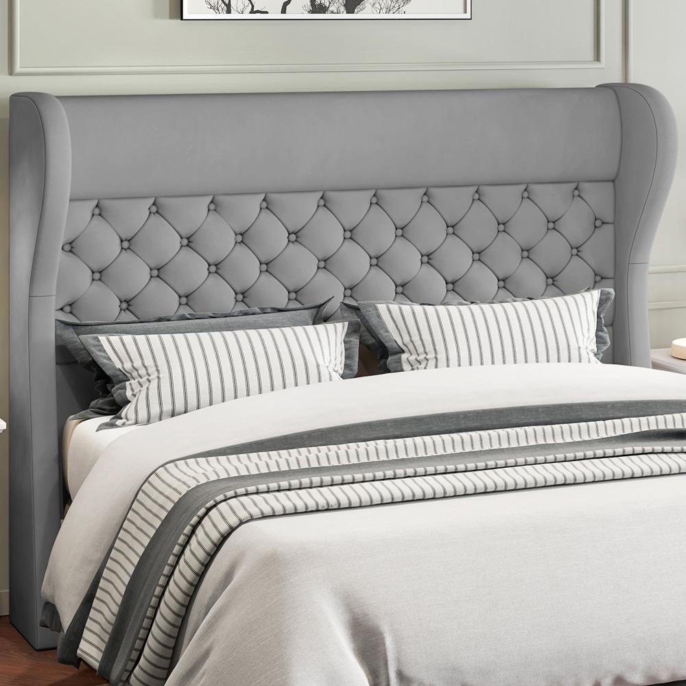 Cabeceira Cama Box King 195 Cm P05 Madrid Veludo Cinza - 5