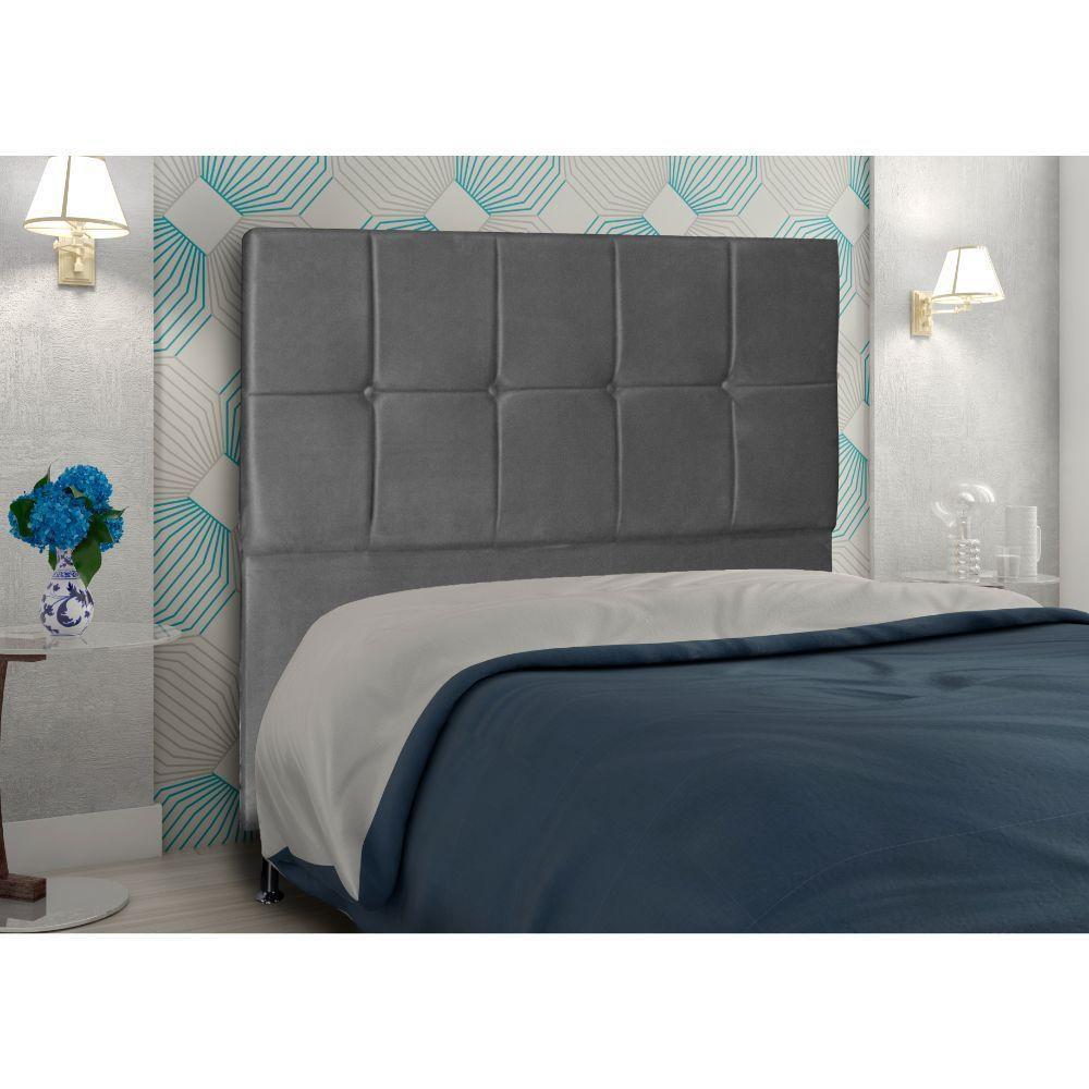 Cabeceira Lisboa 1,95 Cm Cama Box King Size Suede Cinza - 3