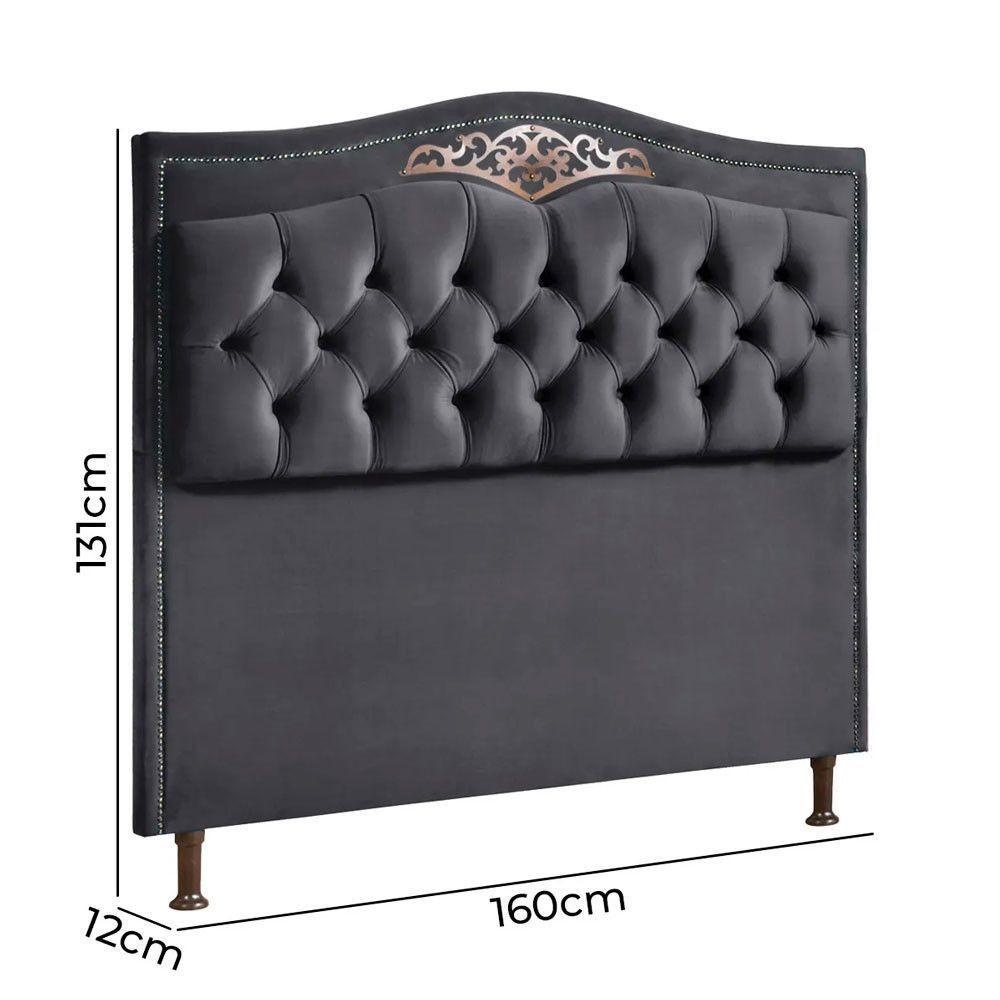 Cabeceira Holanda 195cm King Estofada Shop Das Cabeceiras Cinza Chumbo - 4