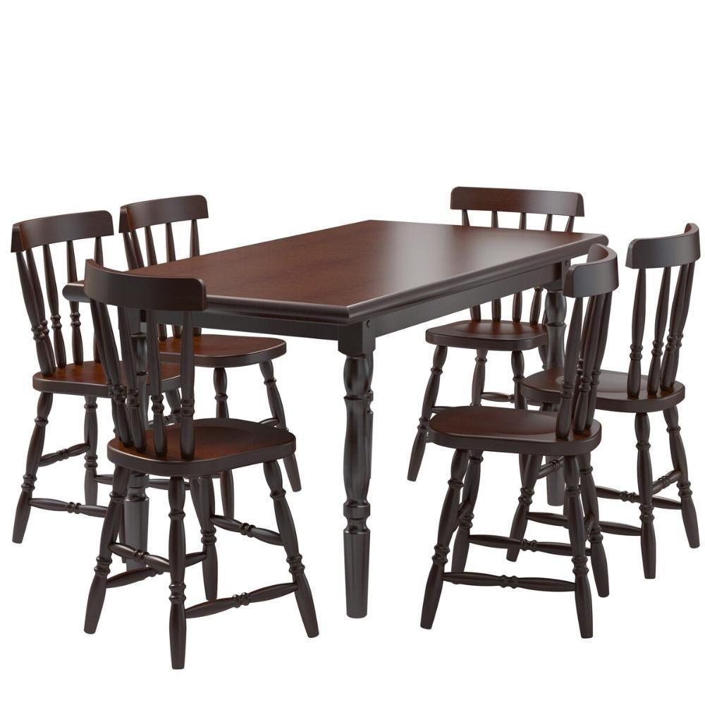 Conjunto Mesa De Jantar 160cm Com 6 Cadeiras Multimóveis Cr50085 Castanho Castanho - 1
