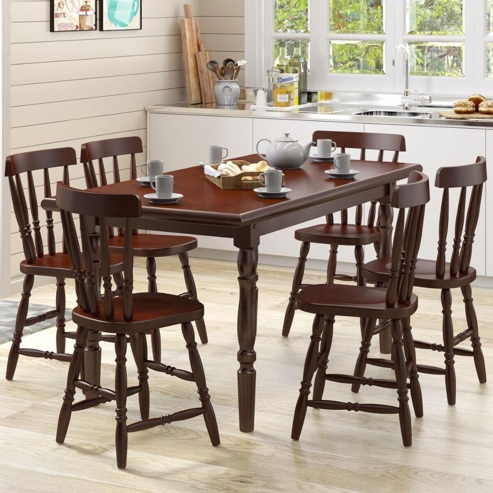 Conjunto Mesa De Jantar 160cm Com 6 Cadeiras Multimóveis Cr50085 Castanho Castanho - 4