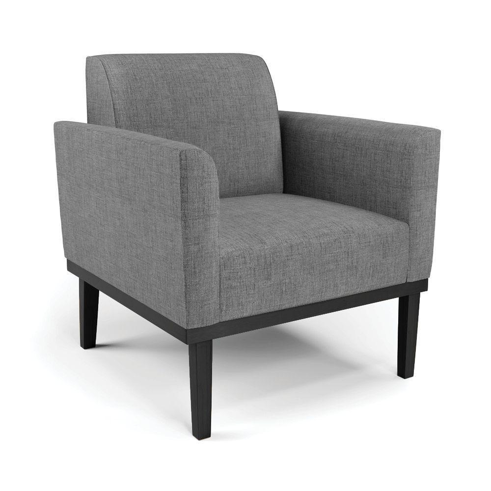 Conjunto 2 Poltronas E 1 Namoradeira Decorativa Pés Fixo Em Madeira Preto Linho Cinza Mesclado - 3