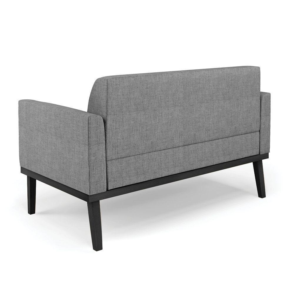 Conjunto 2 Poltronas E 1 Namoradeira Decorativa Pés Fixo Em Madeira Preto Linho Cinza Mesclado - 5