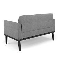 Conjunto 2 Poltronas E 1 Namoradeira Decorativa Pés Fixo Em Madeira Preto Linho Cinza Mesclado - 5