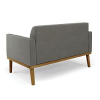 Conjunto 2 Poltronas E 1 Namoradeira Decorativa Pés Fixo Em Madeira Castanho Suede Grafite - 5